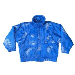 VTG LUHTA Ski Jacket Mens US40 Blue Bear Paw Print Streetwear Retro Snowboarding